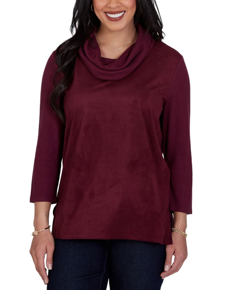 Plus Size 3/4-Sleeve Cowl Neck Top