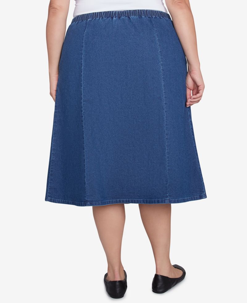 Plus Size Paneled Full Length Denim Skirt