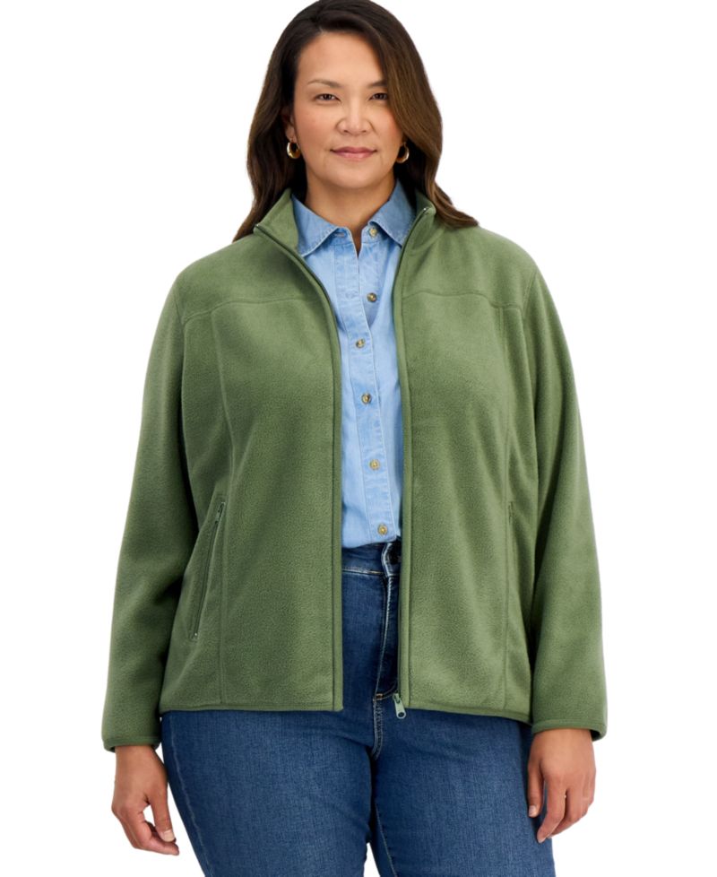 Plus Size Polar Fleece Zip-Front Jacket