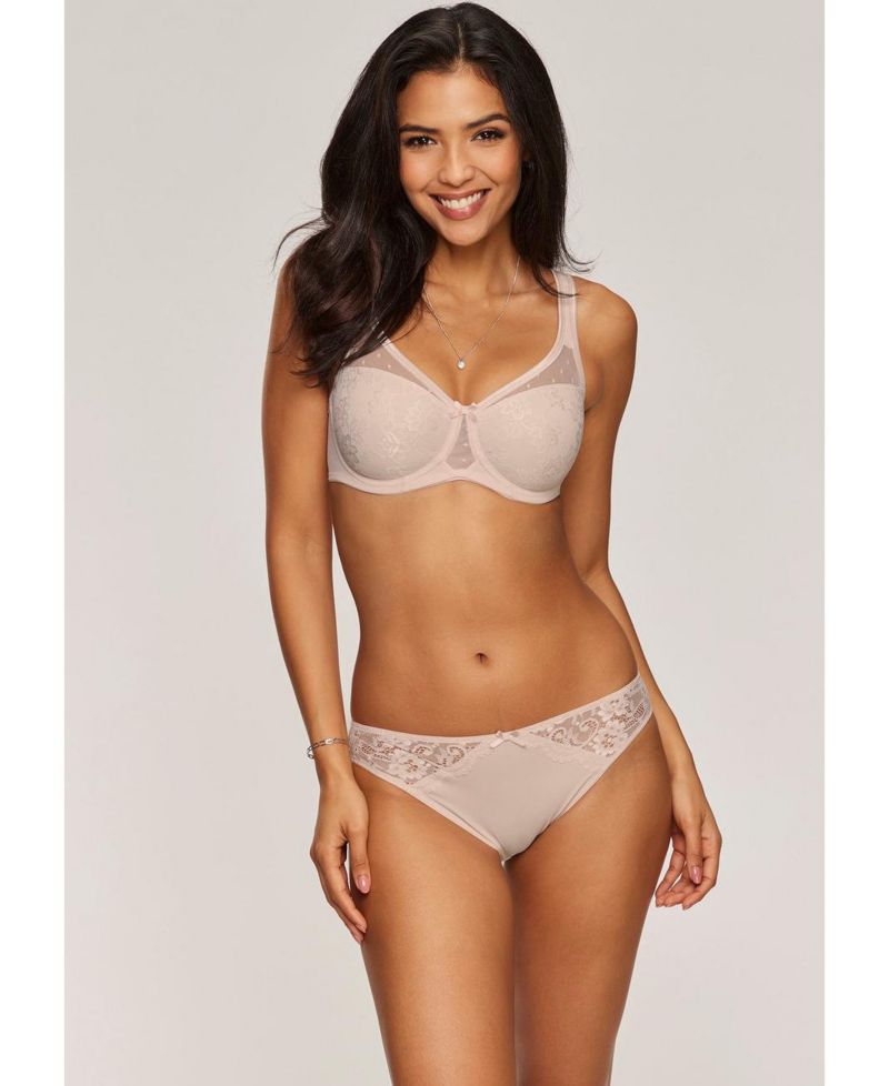 Women's Lace Overlay Underwire Minimizer Non-Padded T-Shirt Bra