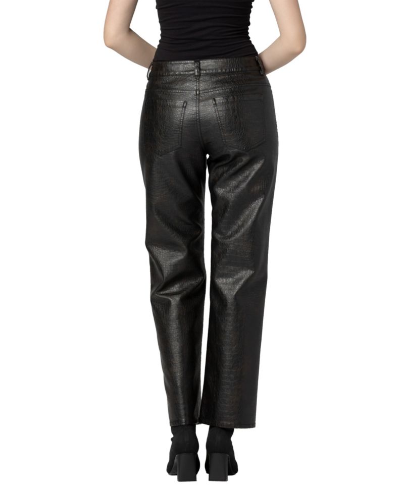 Women's Crocodile Tears Crocodile-Embossed Mid-Rise Straight-Leg Pants