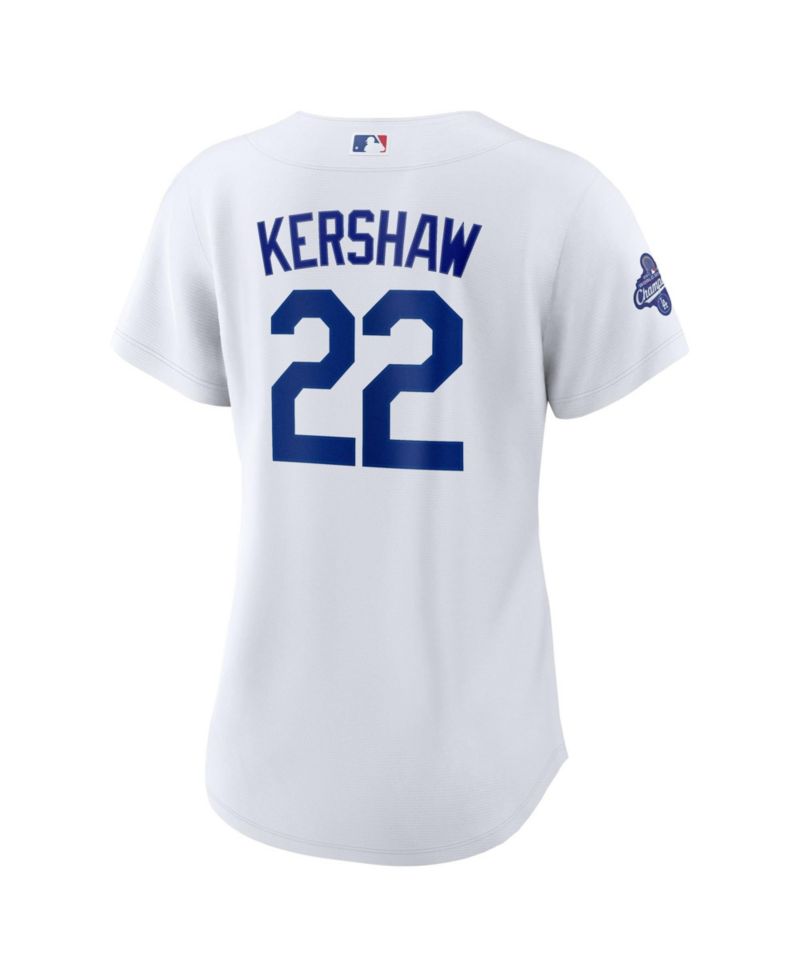 Women's Clayton Kershaw White Los Angeles Dodgers Home 2025 World Series Champions Replica Jersey