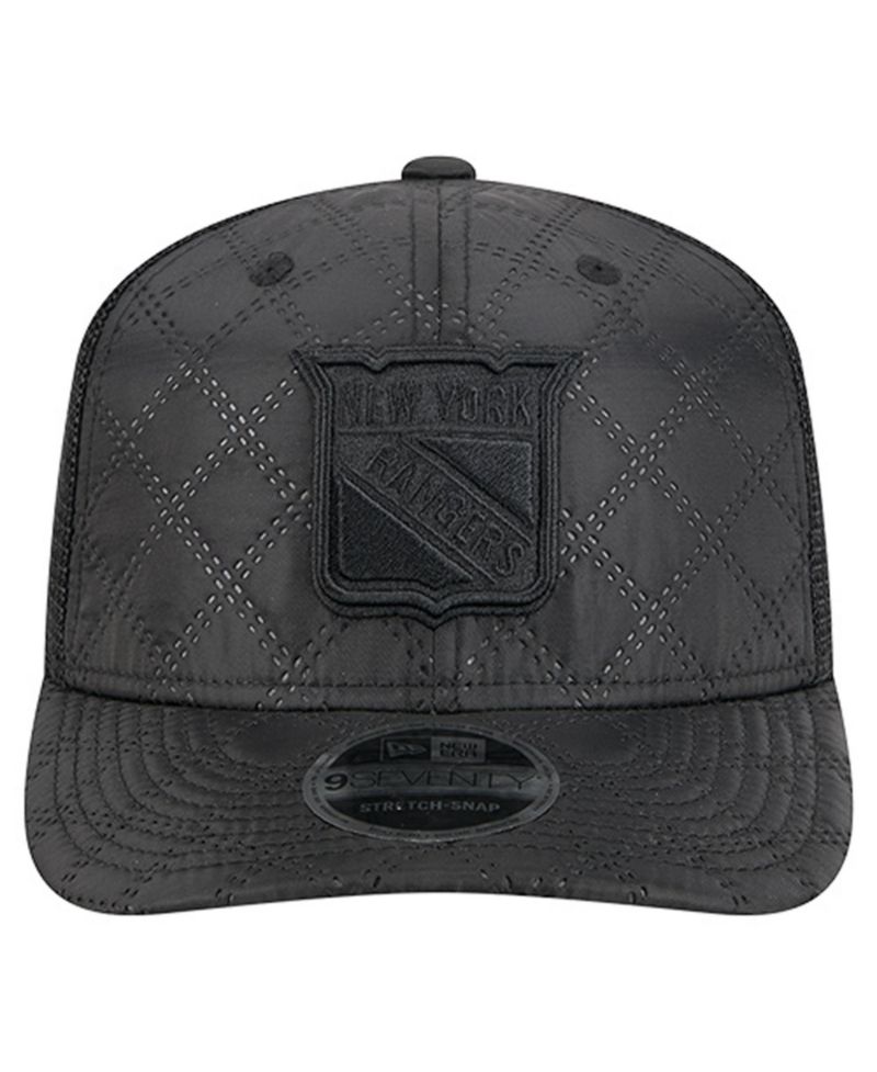 Men's Black New York Rangers Quilted Nylon 9SEVENTY Adjustable Trucker Hat