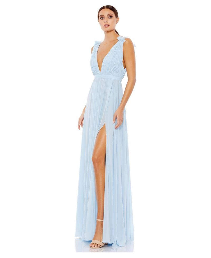 Women's Ieena Pleated Chiffon Sleeveless V-Neck Gown