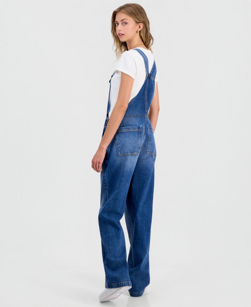 Juniors' Slouchy Denim Overalls