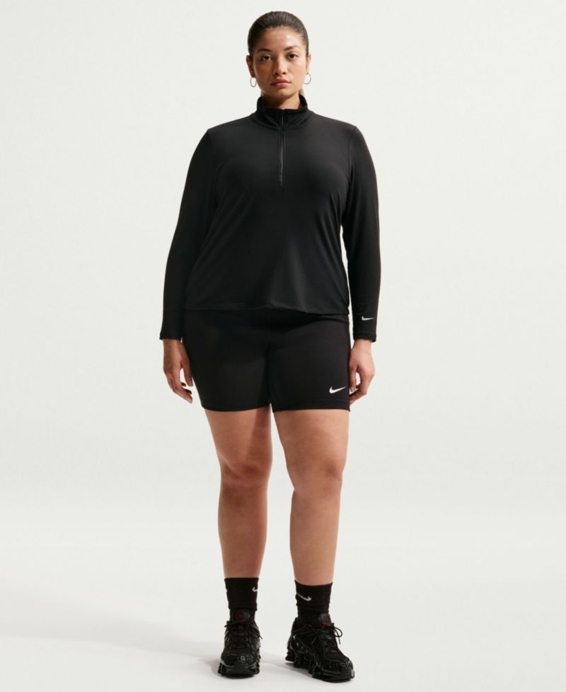 Plus Sportswear Ribbed Quarter-Zip Long-Sleeve Top