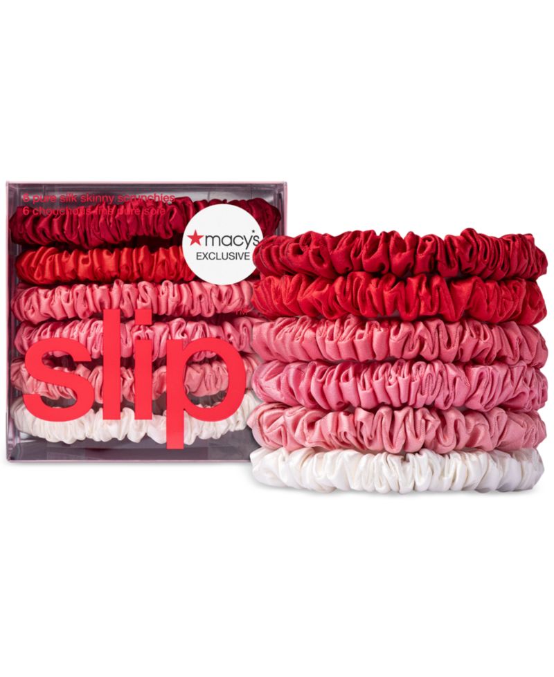 6-Pc. Strawberry Sundae Pure Silk Skinny Scrunchies Set
