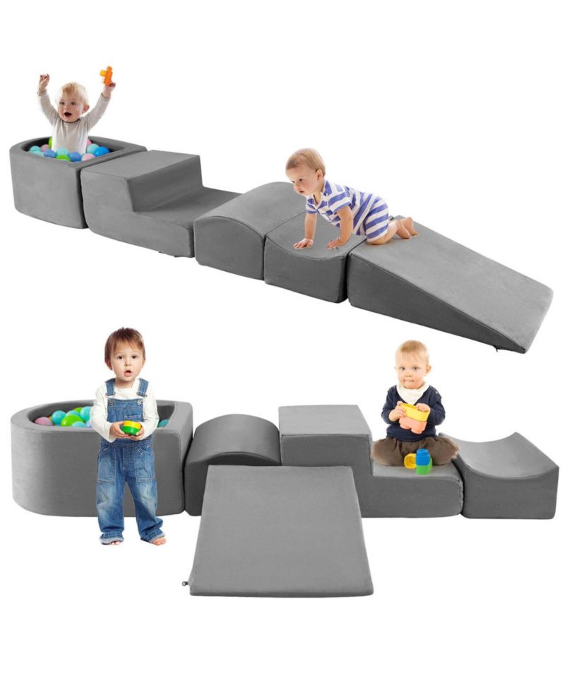 5PCS Climb and Crawl Playset with Ball Pit for Kids Zippers for