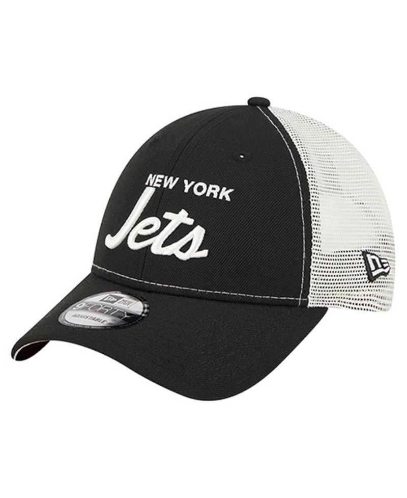 Men's Black New York Jets Apple Trucker 9FORTY Adjustable Hat