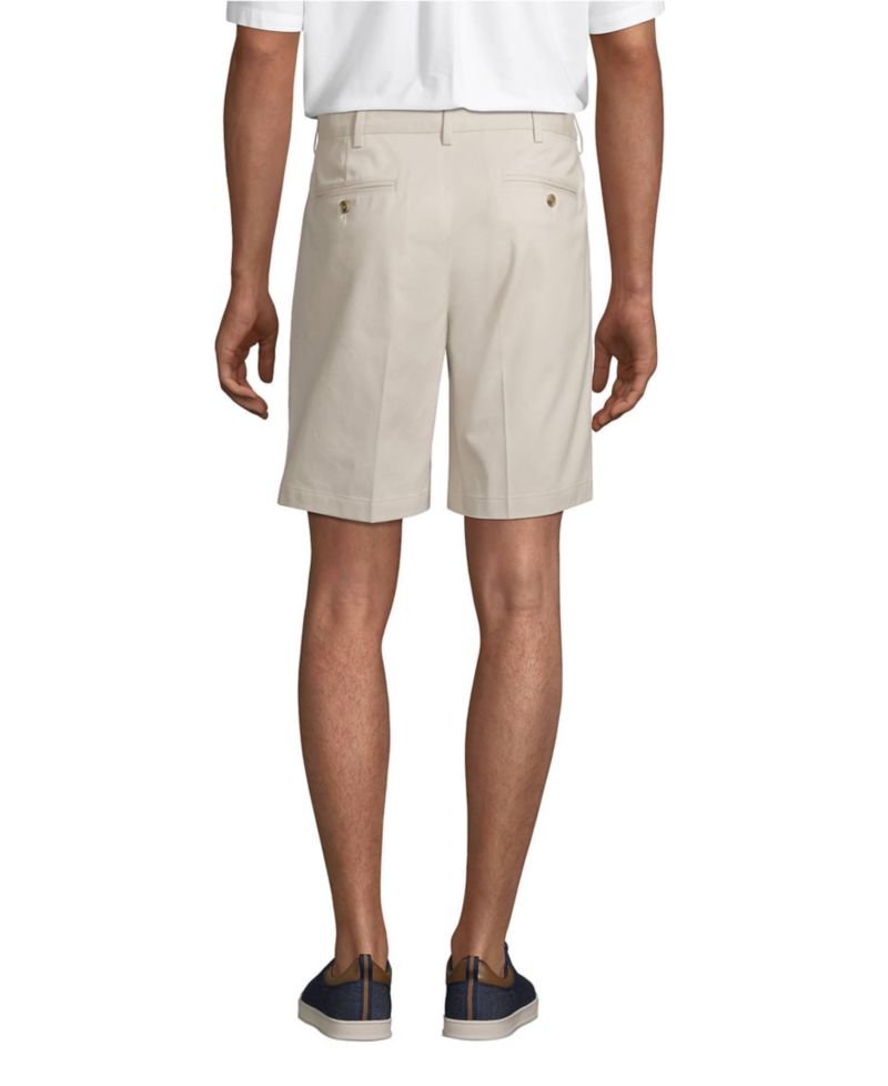 Men's No Iron 9" Comfort Waist Pleated Front Chino Short