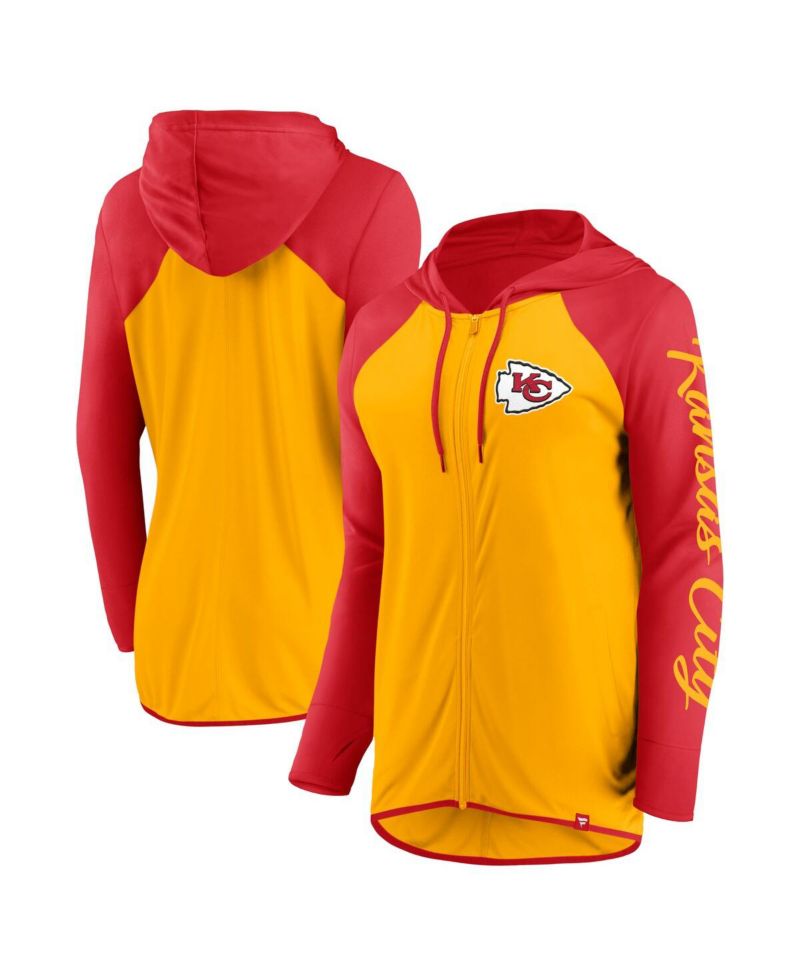 Women's Gold/Red Kansas City Chiefs Script Full-Zip Hoodie