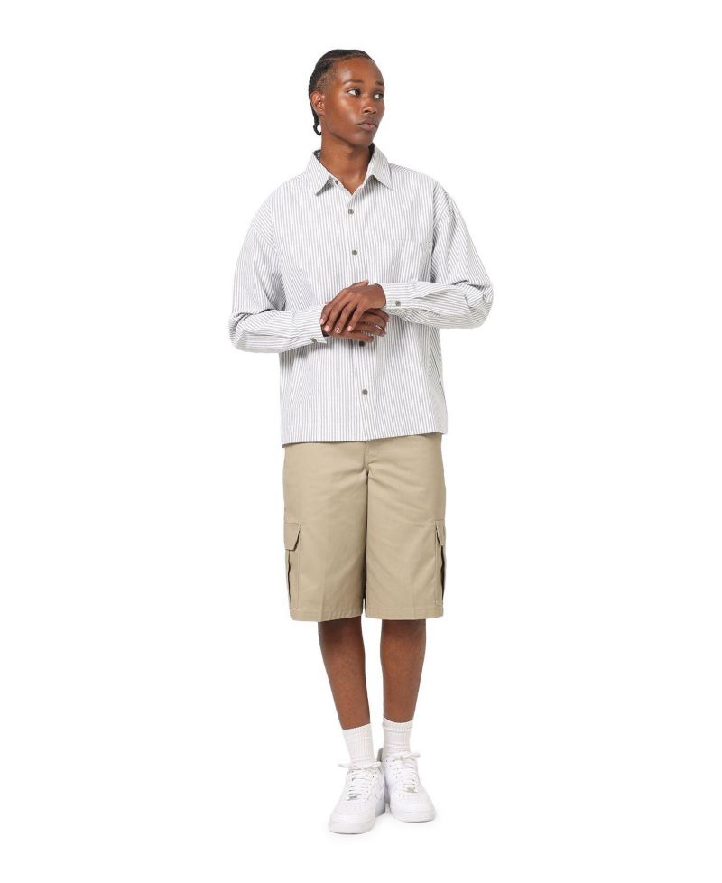 Men's Oxford Stripe Long Sleeve Button Up Shirt