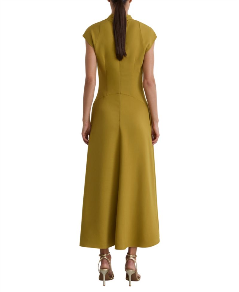 Women's Alma High-Neck Pleat-Detail A-Line Midi Dress