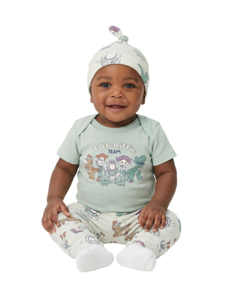 Baby Boys' Toy Story Short-Sleeve Bodysuit, Pants and Beanie, 3-Piece Set