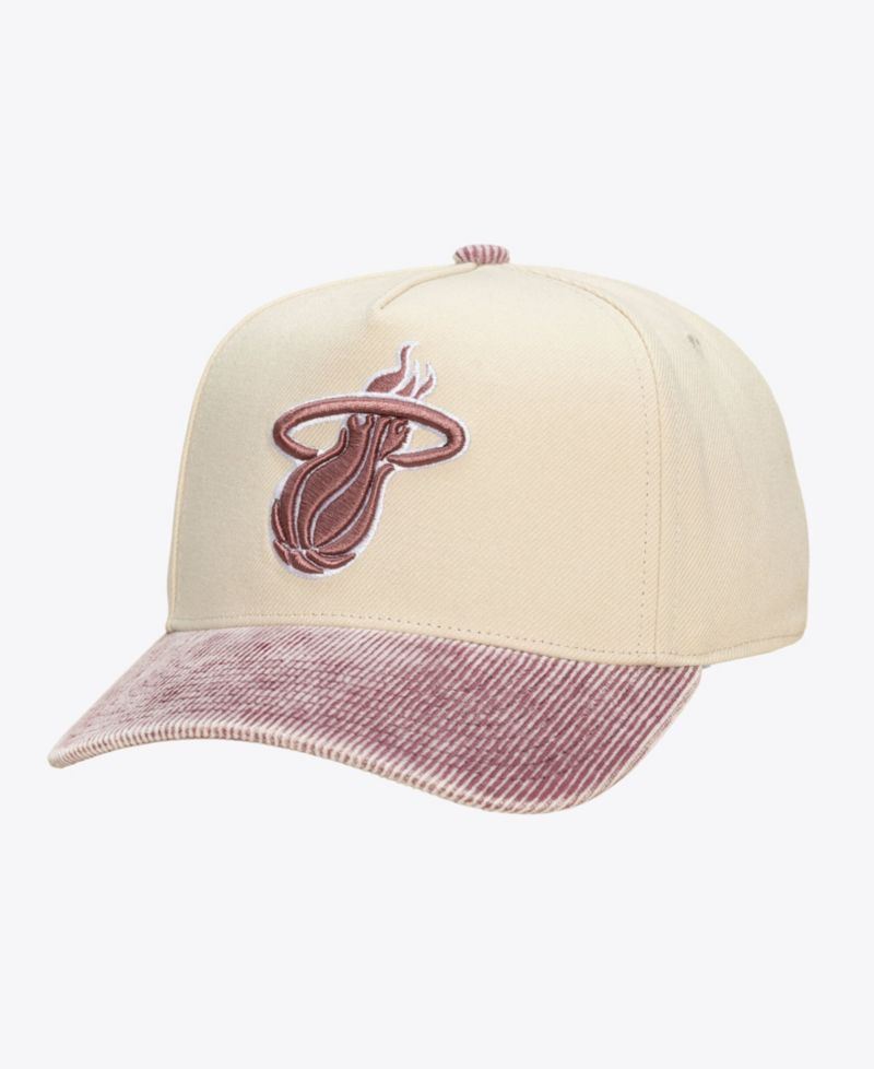 Men's and Women's Cream/Red Miami Heat Faded Pro Snapback Hat