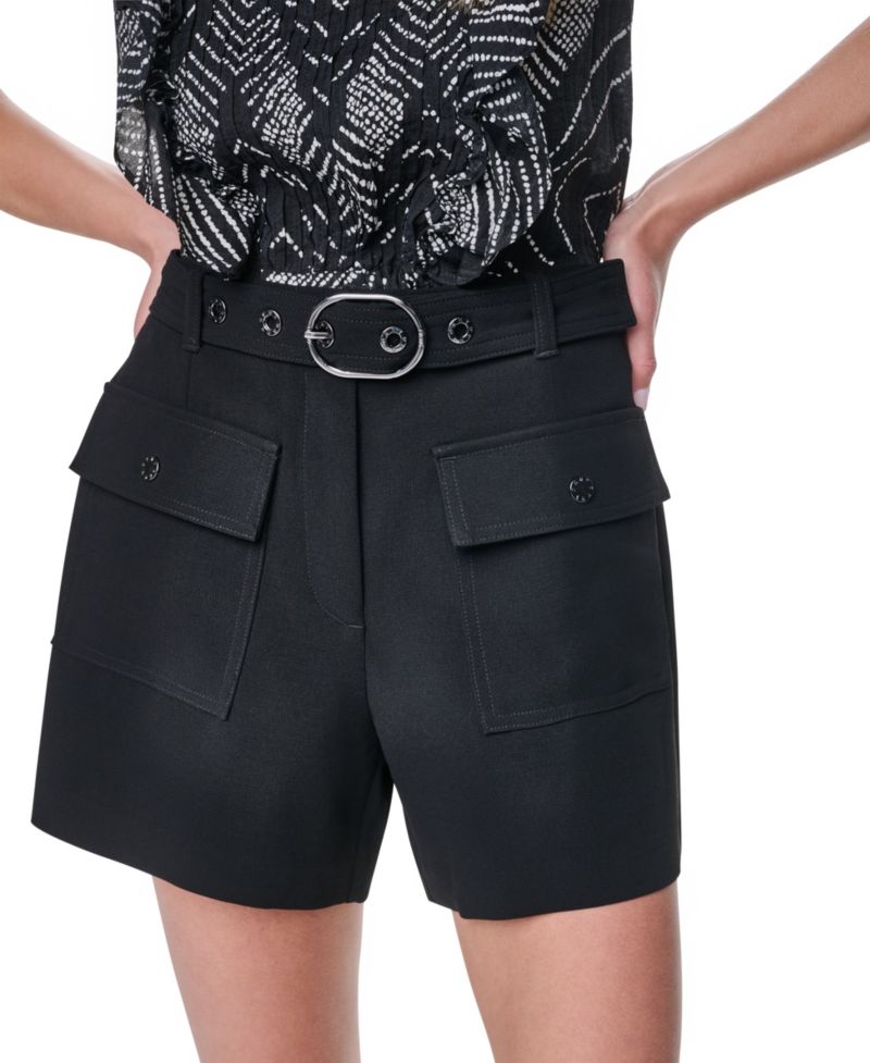 Women's Belted Patch Pocket Shorts