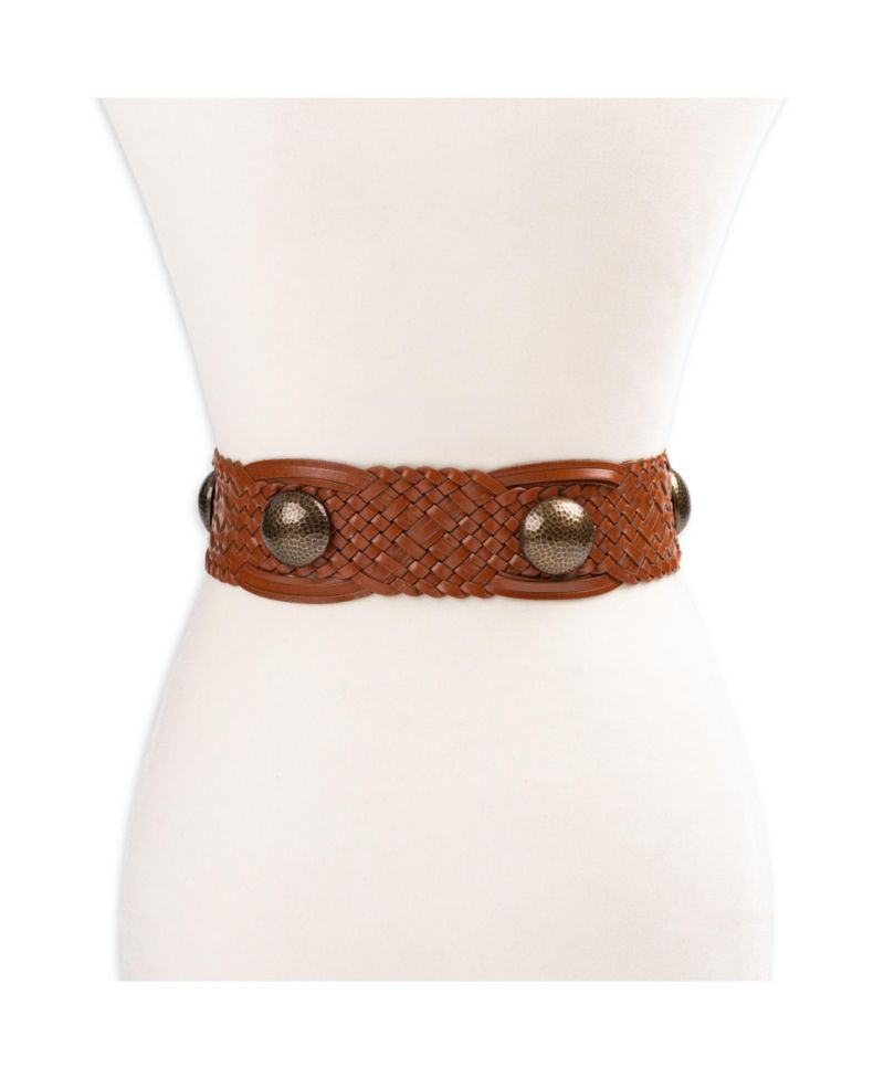 Women's Western Leather Braided Concho Belt