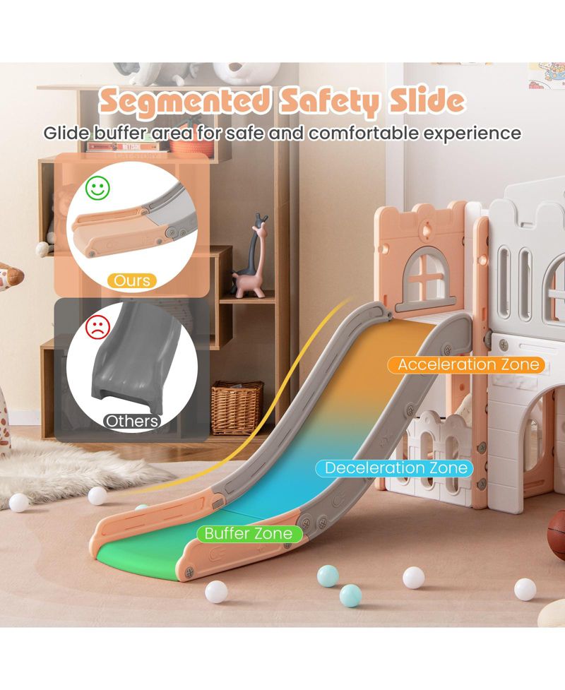 Toddler Multi-Functional Playground Slide Set with Tunnel