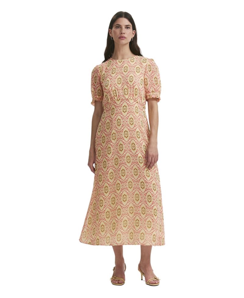 Women's Mela Ikat-Print Short-Sleeve A-Line Midi Dress