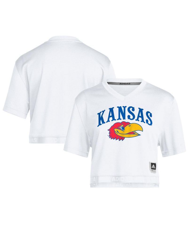 Women's White Kansas Jayhawks White Out Cropped T-Shirt