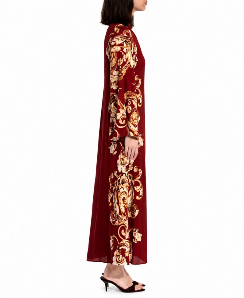 Women's Analeia Mock-Neck A-Line Long-Sleeve Silk-Blend Maxi Dress