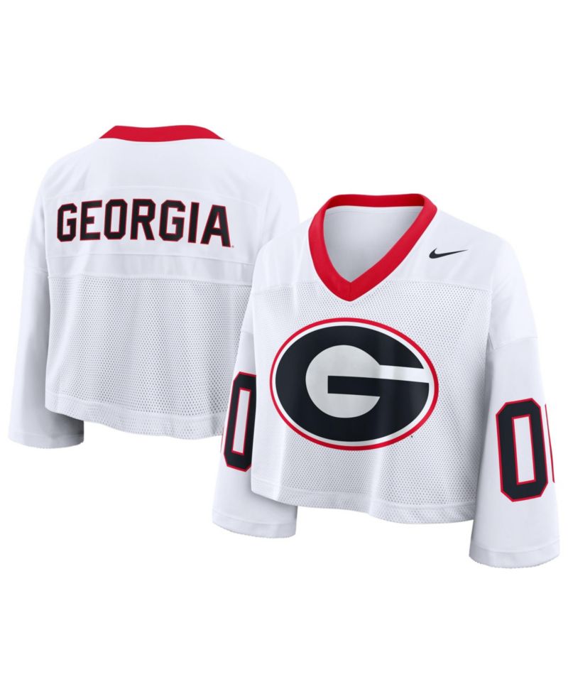 Women's White Georgia Bulldogs Oversized Logo Cropped Fashion Jersey