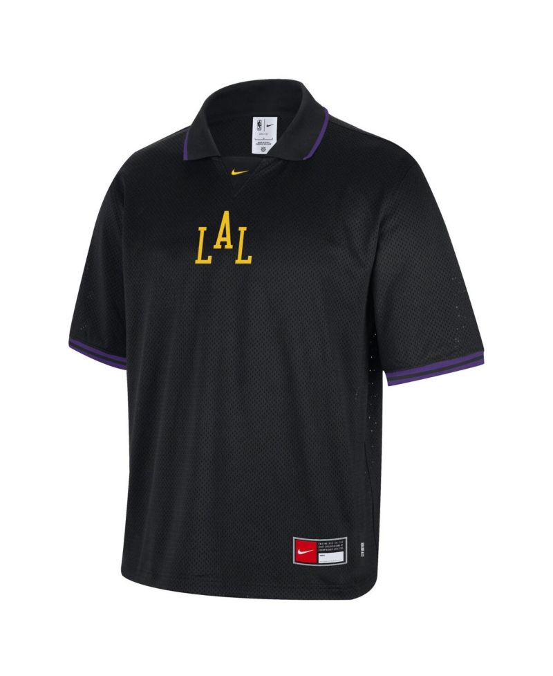 Men's Black Los Angeles Lakers 2025/26 City Edition Remix Courtside Air Half-Sleeve Polo Shirt