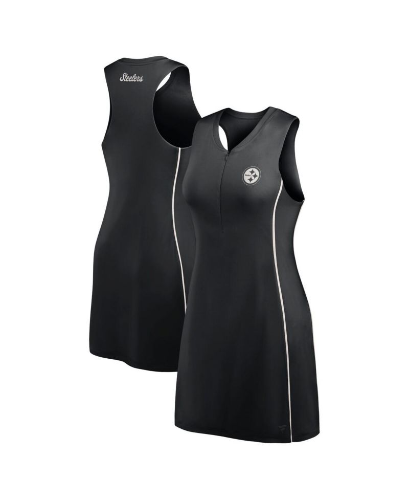 Women's Black Pittsburgh Steelers Studio Boost Athletic Half-Zip Dress