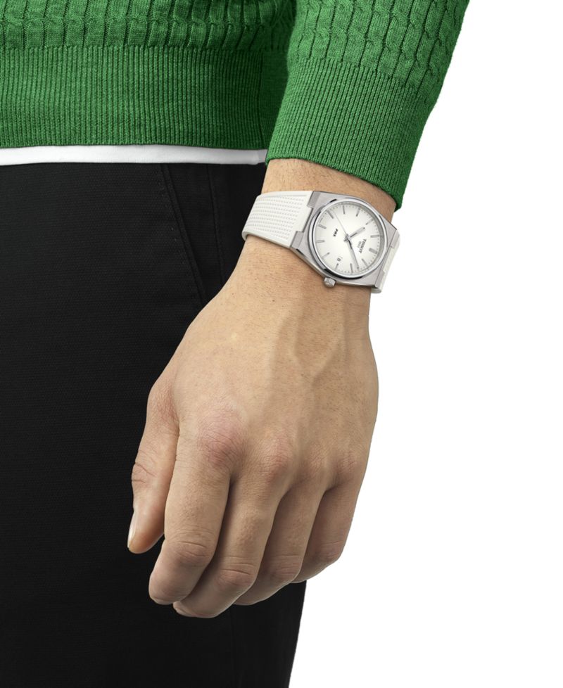 Men's Swiss Automatic PRX White Rubber Strap Watch 40mm