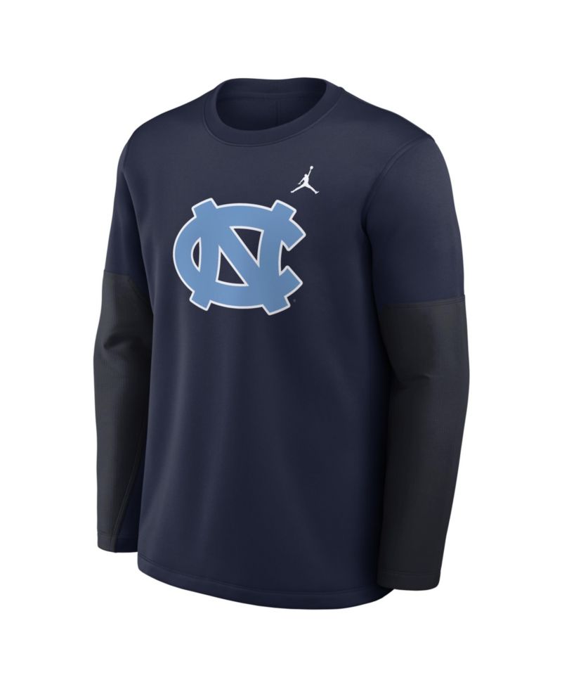 Men's Navy North Carolina Tar Heels 2025 Sideline Coach Performance Long Sleeve T-Shirt