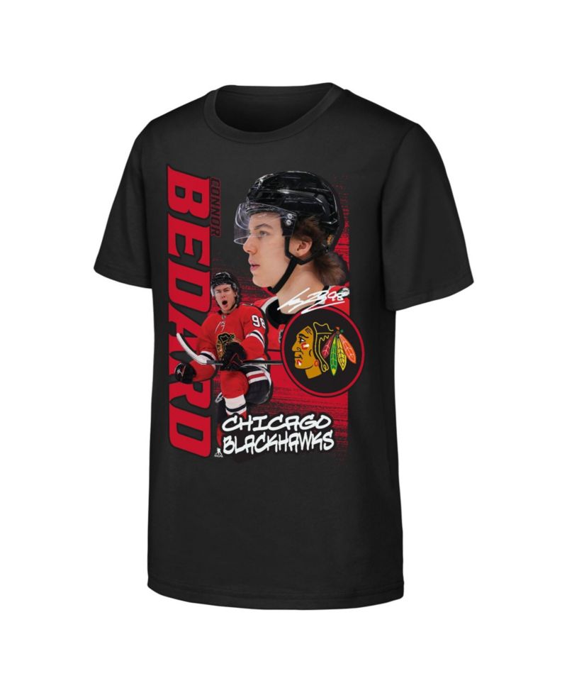 Big Boys and Girls Connor Bedard Black Chicago Blackhawks Playmaker T-Shirt