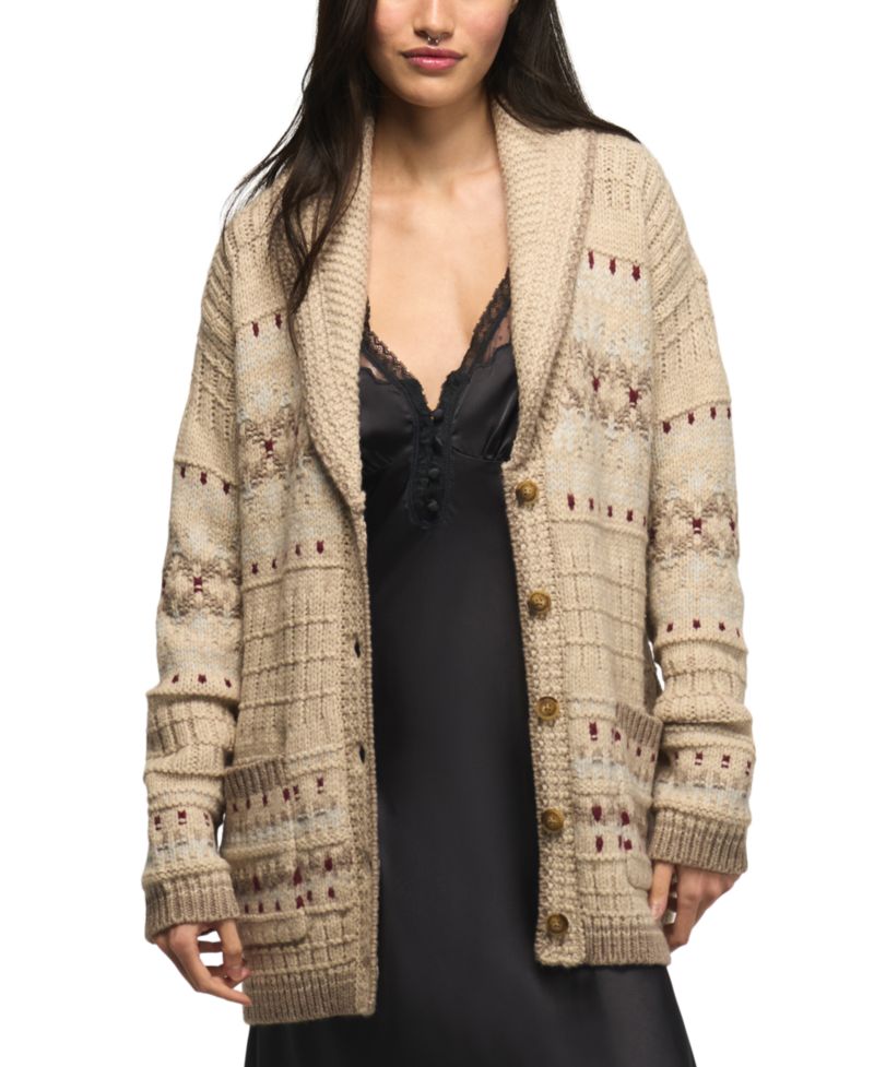 Women's Shawl-Collar Fair Isle Cardigan