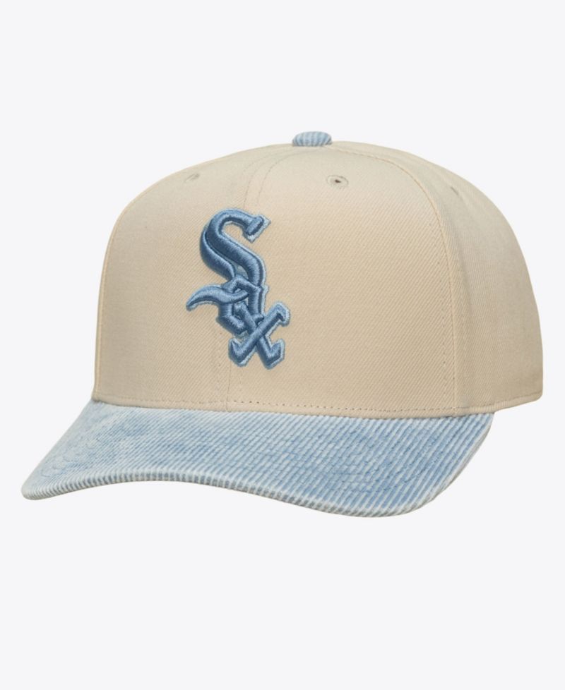 Men's Cream/Light Blue Chicago White Sox Washed Corduroy Pro Crown Snapback Hat