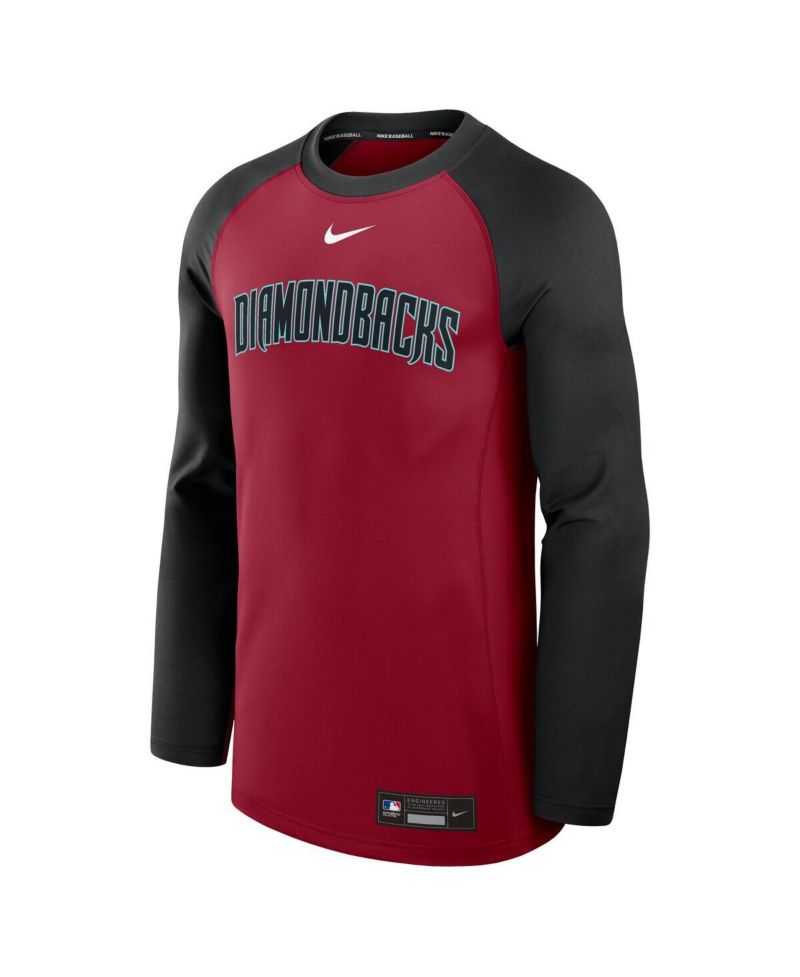 Men's Red/Black Arizona Diamondbacks Authentic Collection Game Time Raglan Performance Long Sleeve T-Shirt