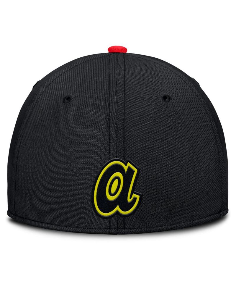 Men's Crimson/Black Atlanta Braves Neon 90s Rise Swoosh Flex Hat