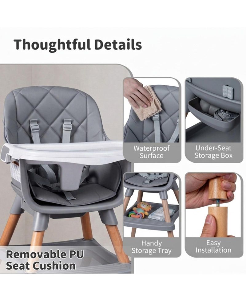 9-in-1 Convertible High Chair for Babies and Toddlers with Seat Cushion