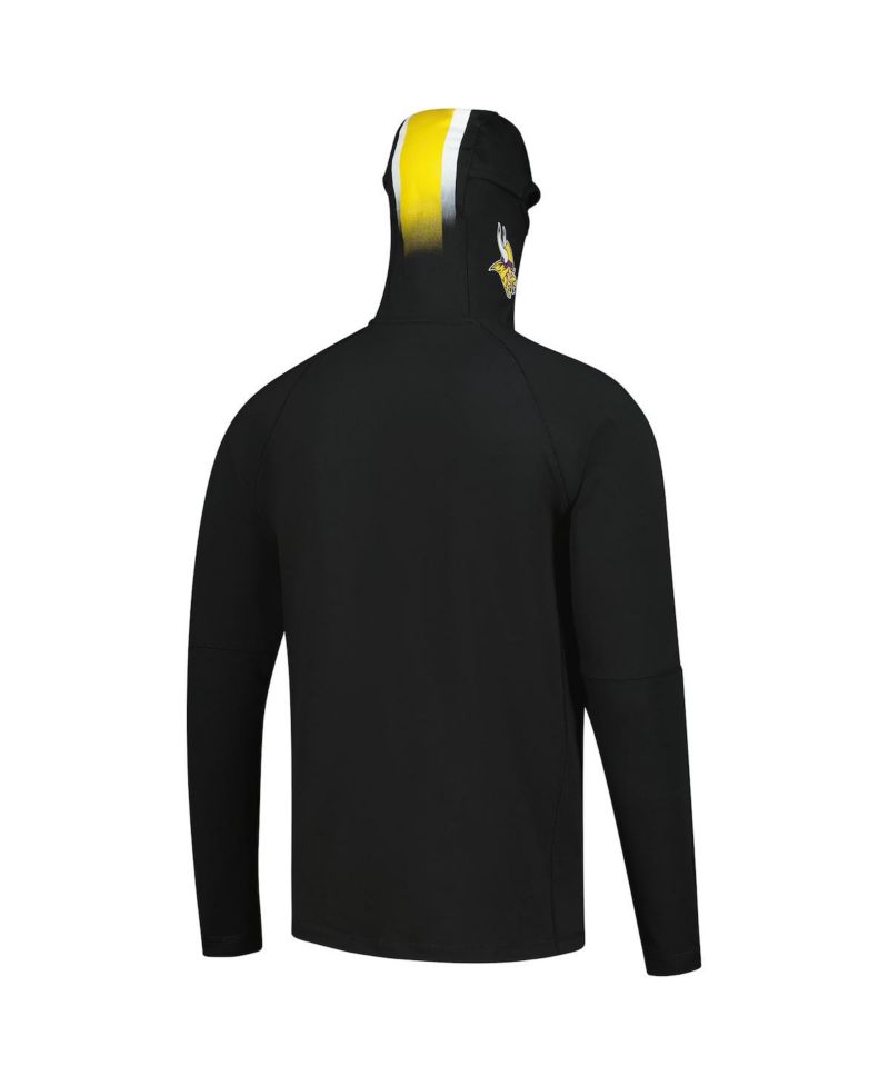 Men's Black Minnesota Vikings Functional Fandom Balaclava Helmet Stripe Tri-Blend Hoodie