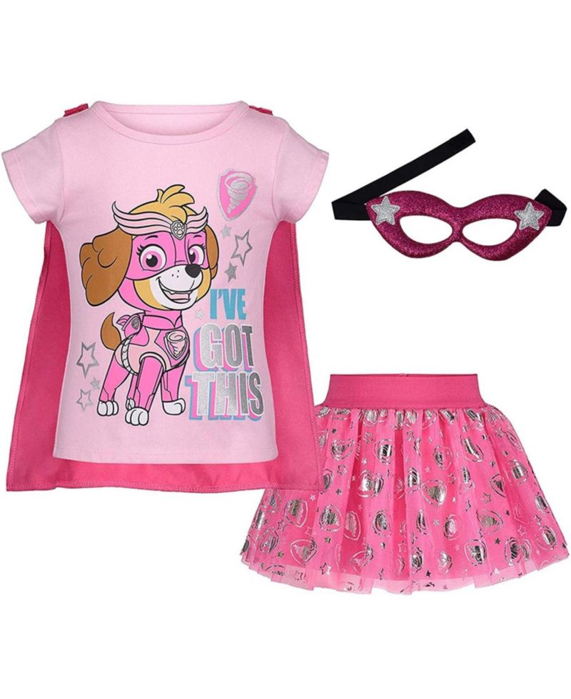 Skye Cosplay T-Shirt Tulle Tutu Cape and Mask 4 Piece Outfit Set
