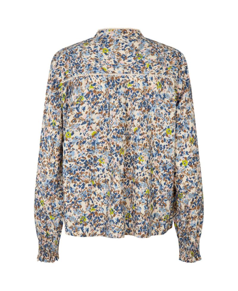 Women's MaDionelle Floral Mandarin Collar Long-Sleeve Blouse