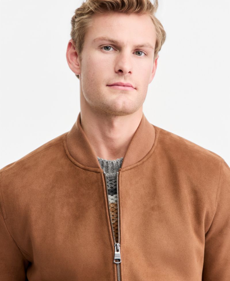 Men's Faux-Suede Bomber Jacket