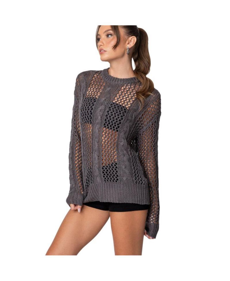 Women's Cable Open Knit Sweater