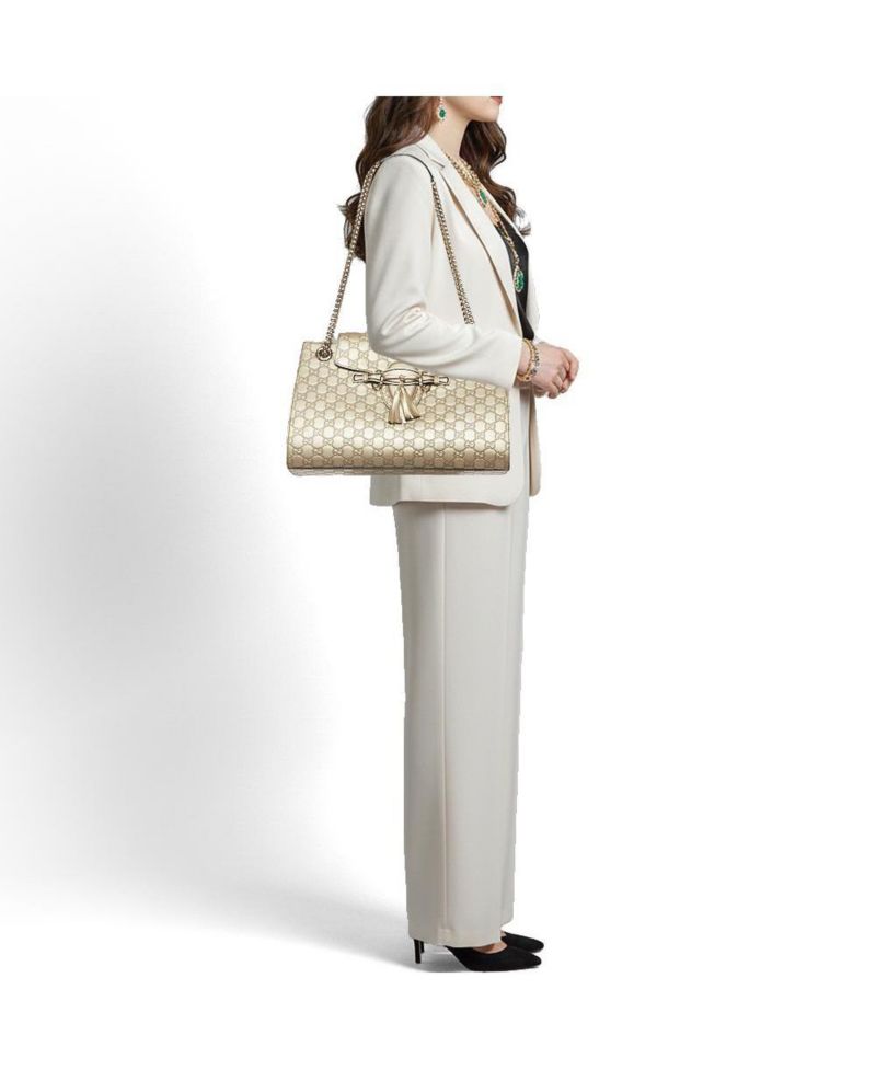 Women's Emily Large Gucci Sima Leather Chain Shoulder Bag