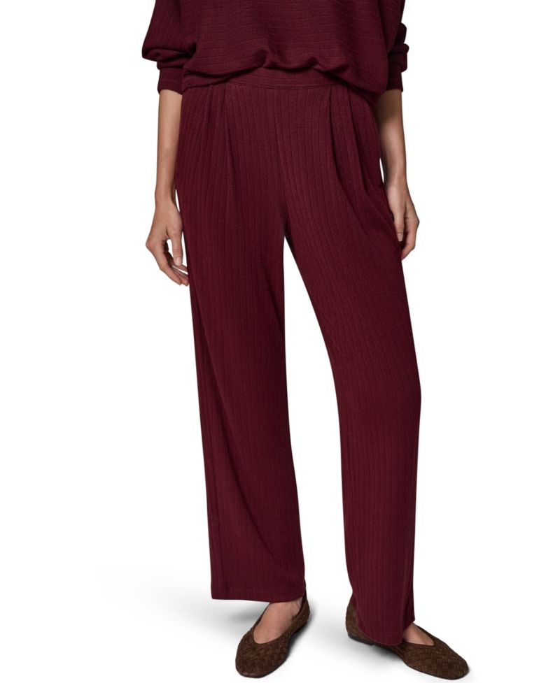 Women's Brushed-Rib High-Waist Wide-Leg Pants