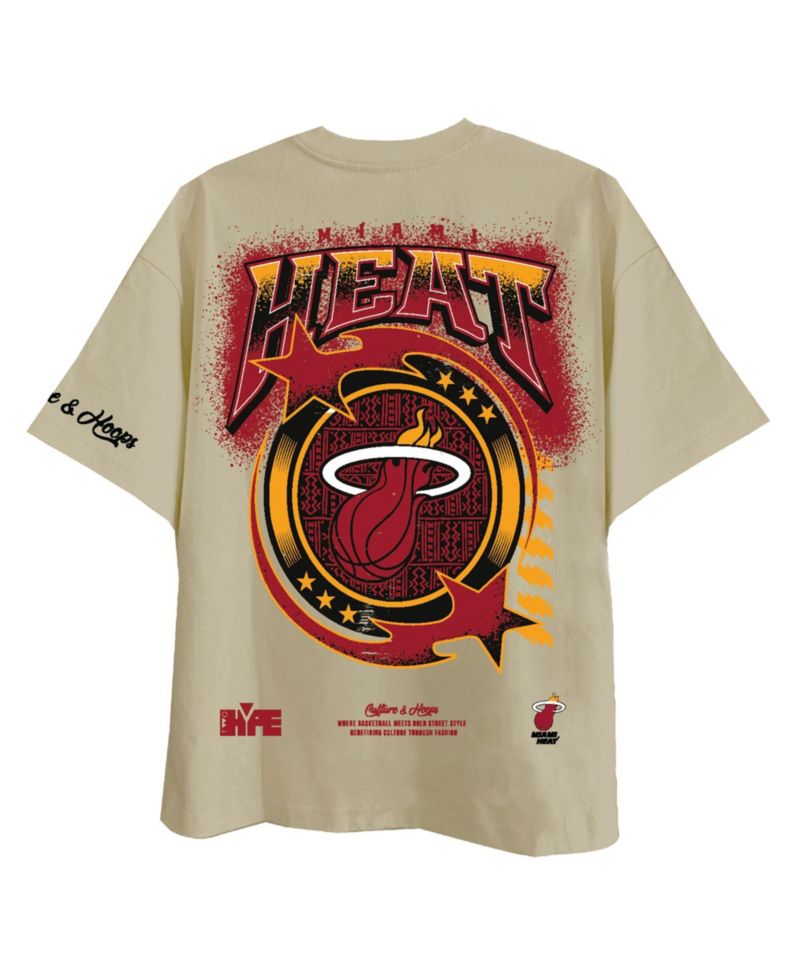 Men's and Women's Cream Miami Heat Drip Dime Elevated Drop Shoulder T-Shirt