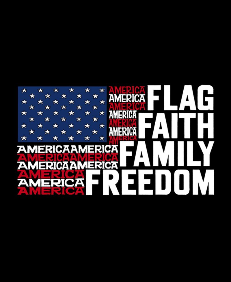 Men's Flag Faith Family Freedom American Flag Word Art T-Shirt