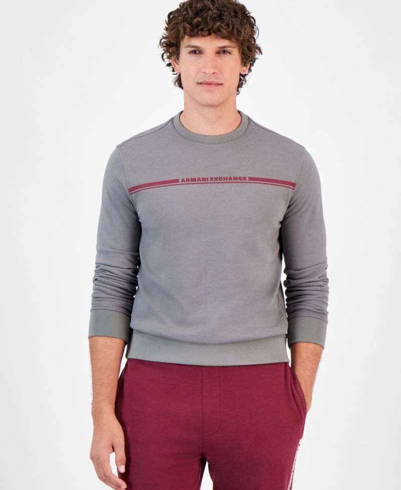 Men's Long Sleeve Crewneck Linear Logo Sweatshirt