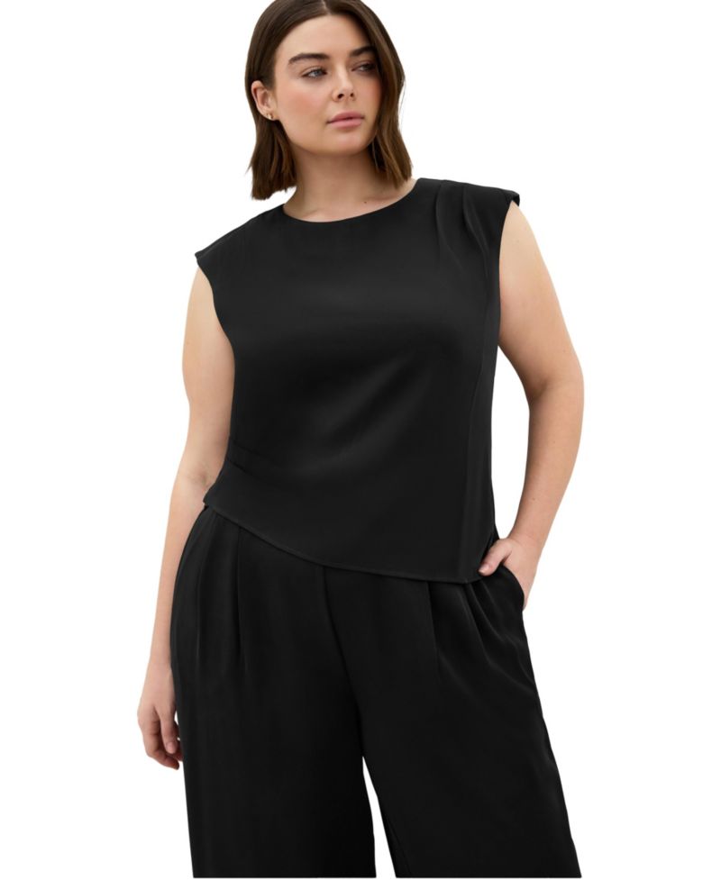 Plus Size Jett Sleeveless Pleat-Detail Blouse