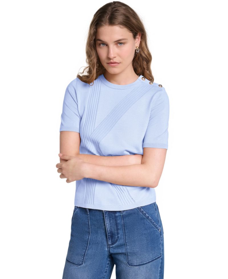 Petite Crewneck Short-Sleeve Sweater