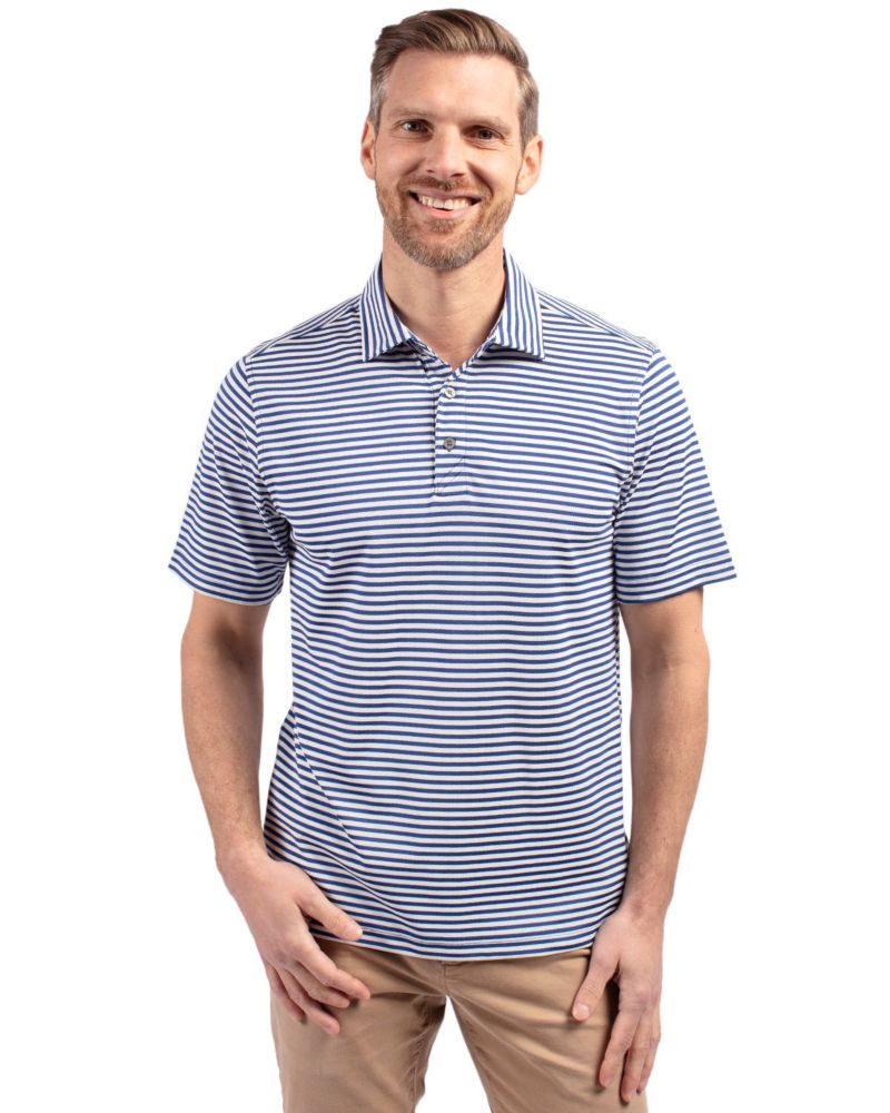 Men's Virtue Eco Pique Stripe Recycled Polo Shirt