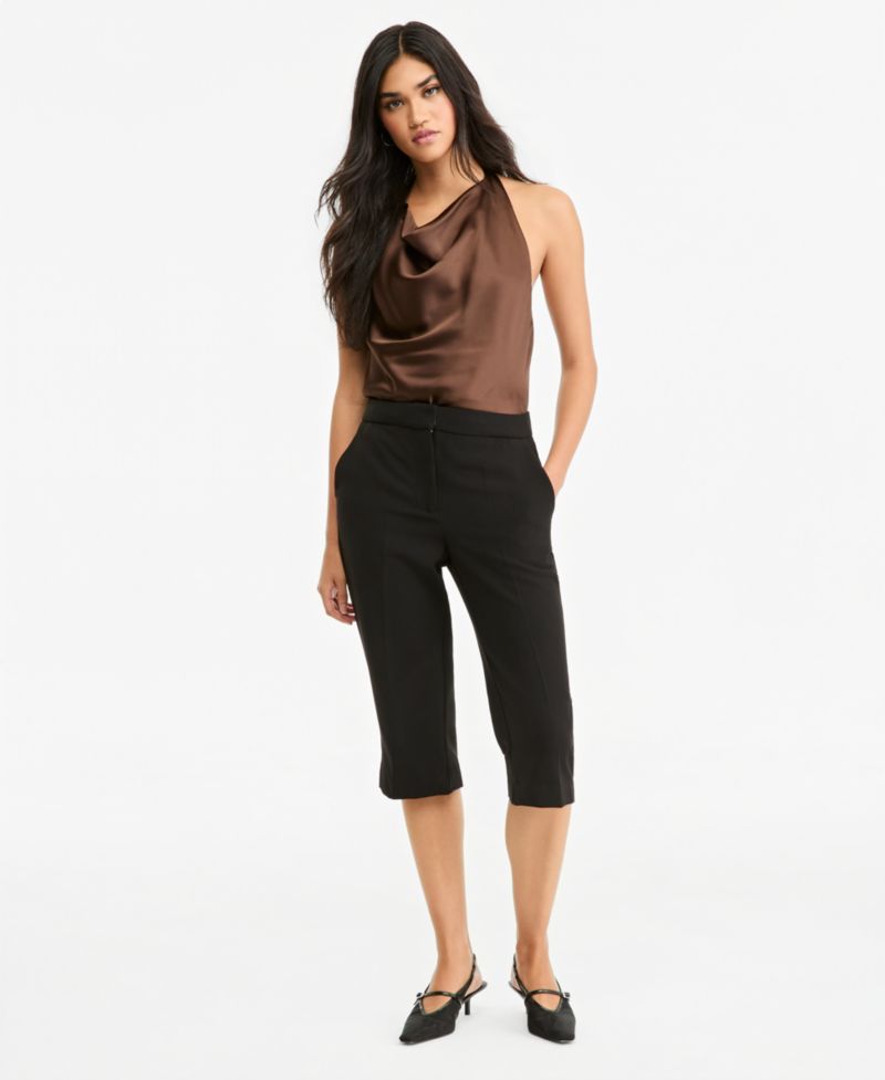 Women's Mid-Rise Side-Slit Capris